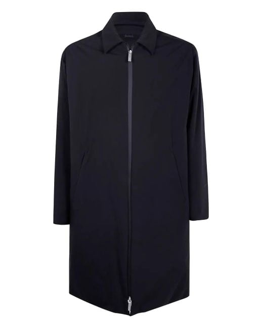 Laminar Blue Zip-Front Collared Coat for men