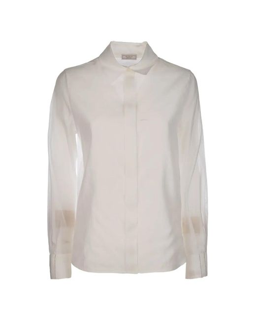 Peserico White Sheer Concealed-Front Shirt