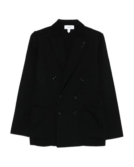 Lardini Black Double-Breasted Wool Jacket for men