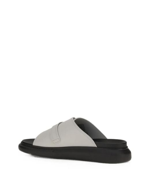McQueen White Sandales En Cuir À Boucles for men