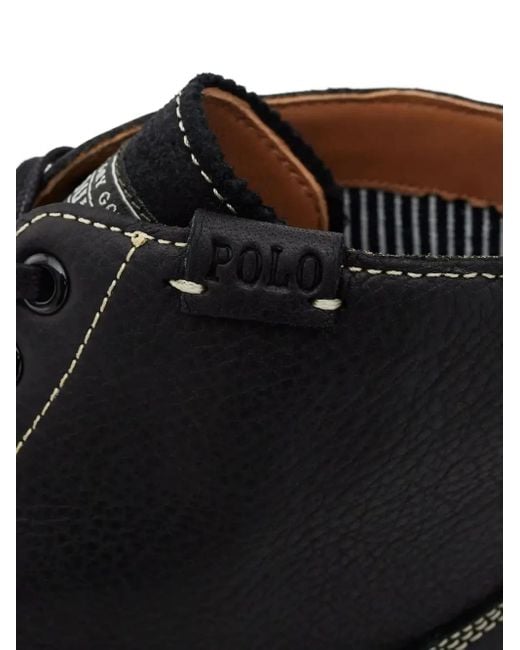 Polo Ralph Lauren Black Radford Round-Toe Leather Boots for men