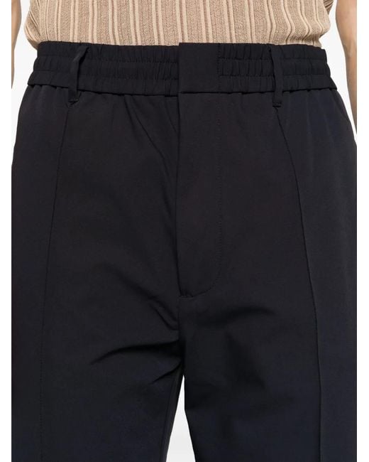 Emporio Armani Blue Elasticated-Waist Tapered-Leg Trousers for men