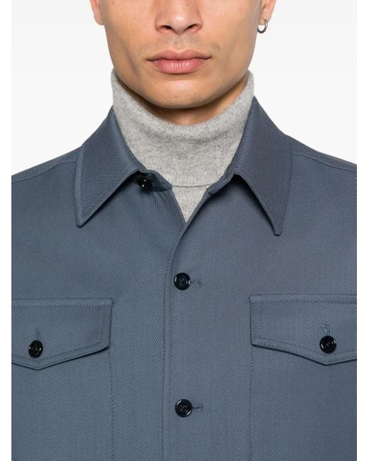 Lardini Blue Button-Fastening Flap-Pocket Jacket for men