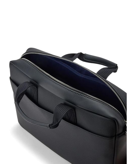 Lacoste Black Canvas Laptop Bag for men