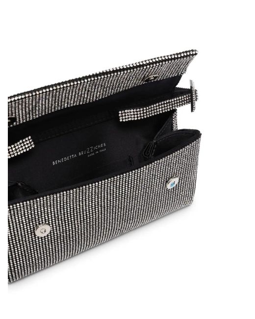 Benedetta Bruzziches Gray Crystal-Embellished Foldover Shoulder Bag