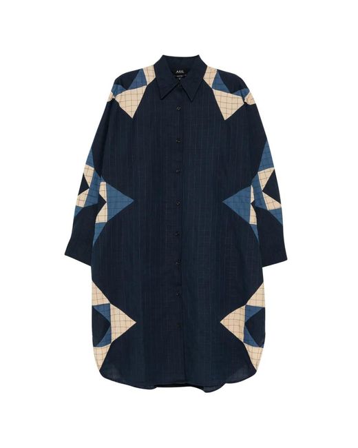 A.P.C. Blue Patchwork Midi Dress