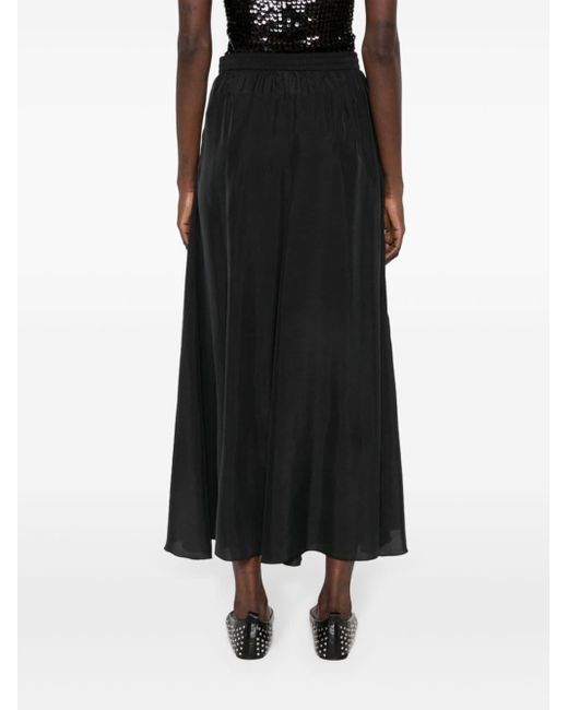 P.A.R.O.S.H. Black Silk A-line Skirt