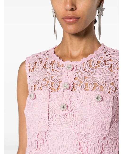Self-Portrait Pink A-Line Lace Minidress