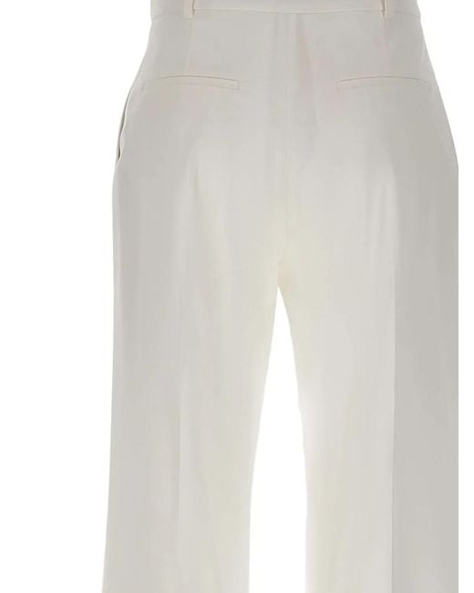 Eleventy White Pressed Pleats Trousers