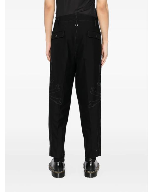 Mastermind Japan Black Logo-Embroidered Trousers for men