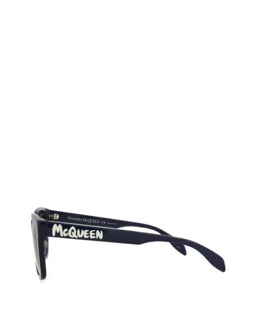 McQueen Black Mcqueen Graffiti Square-Frame Sunglasses for men