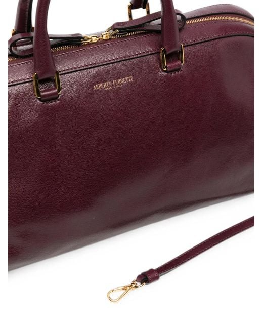 Alberta Ferretti Purple Leather Tote Bag