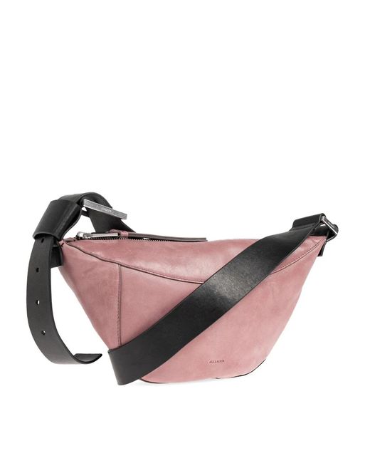 AllSaints Pink Luna Zip Lambskin Shoulder Bag
