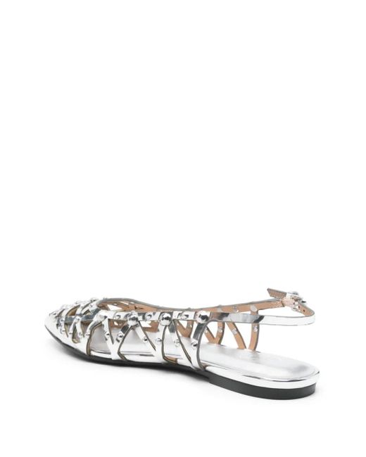 Ash White Mirror Ballet Flats