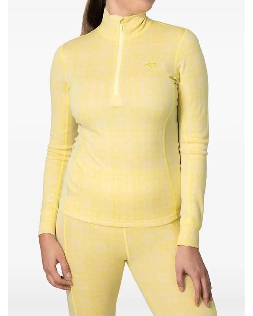 Kari Traa Yellow Rose Patterned Half-Zip Base-Layer Top