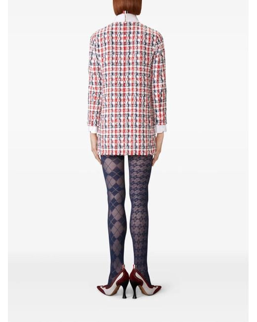 Thom Browne チェック ツイードドレス Red