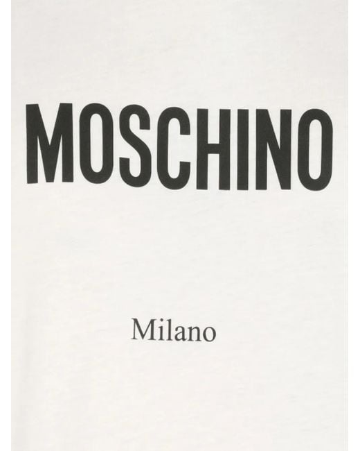 Moschino White Logo-Print Cotton T-Shirt for men