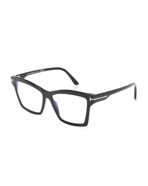 Tom Ford Black T-Hinge Square-Frame Glasses