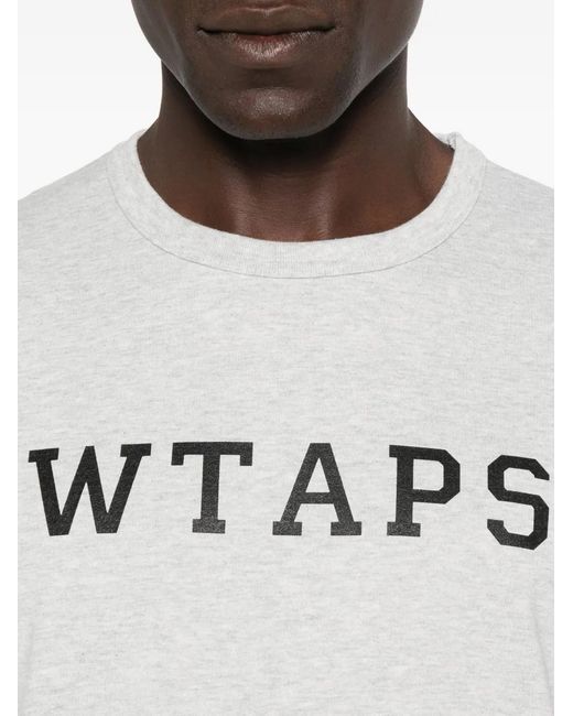(w)taps White Logo-Print T-Shirt for men