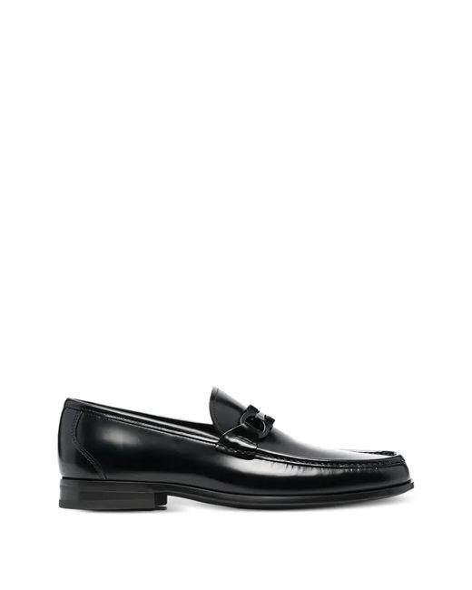 Ferragamo Black Gancini Leather Loafers for men
