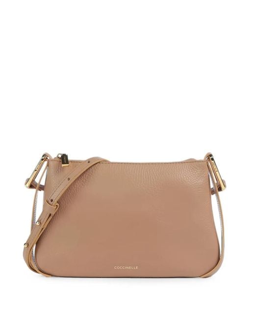 Coccinelle Brown Grained Leather Shoulder Bag