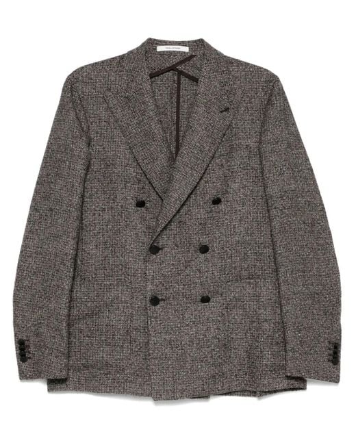 Tagliatore Gray Double-Breasted Wool Blend Jacket for men