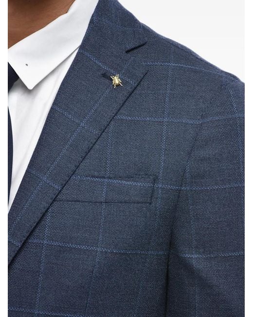 Corneliani Blue Checked Single-Breasted Blazer for men