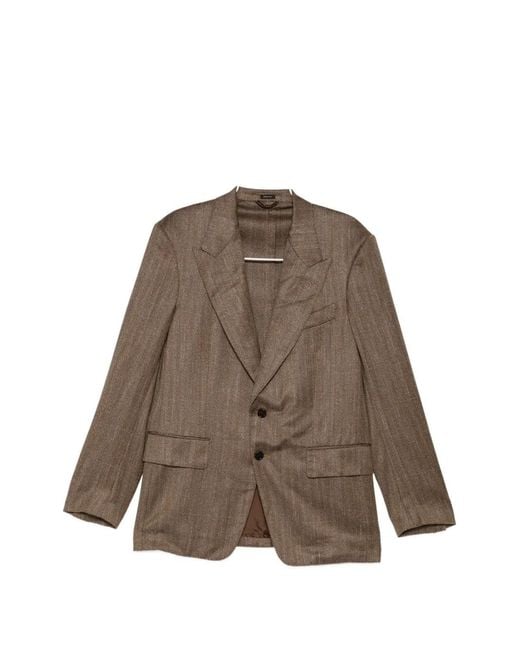 Tom Ford Brown Damier Shelton Blazer for men