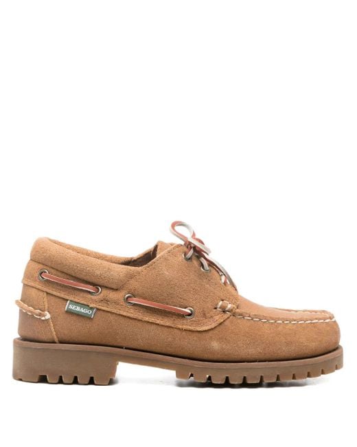 Sebago Brown Mocassins Acadia En Daim À Lacets for men
