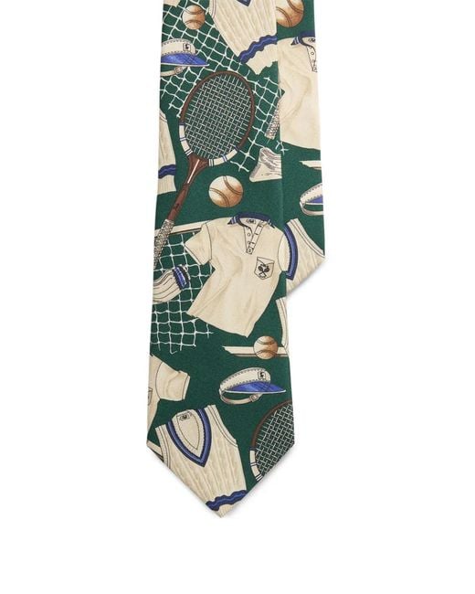 Polo Ralph Lauren Green Tennis-Print Silk Tie for men