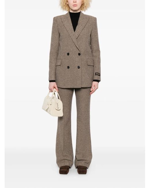 ERMANNO FIRENZE Gray Herringbone Sequin Trousers