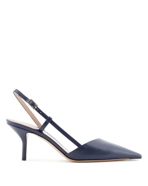Giorgio Armani 60Mm Slingback Leather Pumps in Blue | Lyst