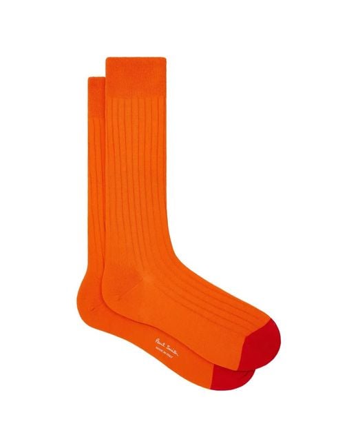 Paul Smith Orange Chaussettes En Maille À Design Côtelé for men