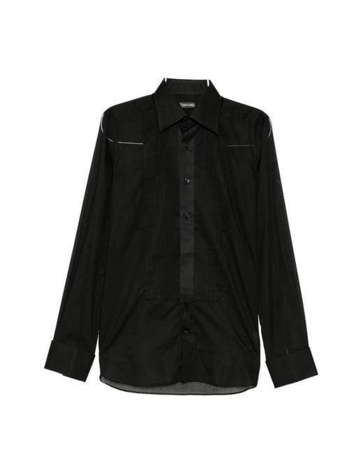 Tom Ford Black Pleated Evening Shirt for men