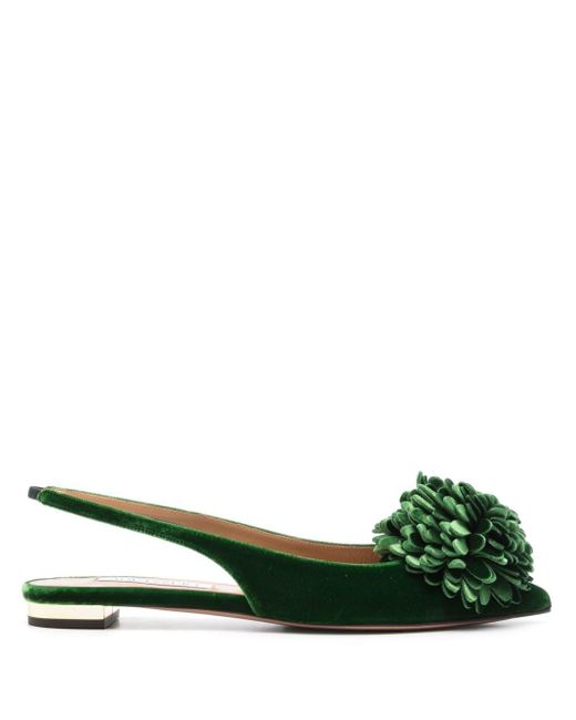Aquazzura Couturier スリングバック フラットシューズ Green