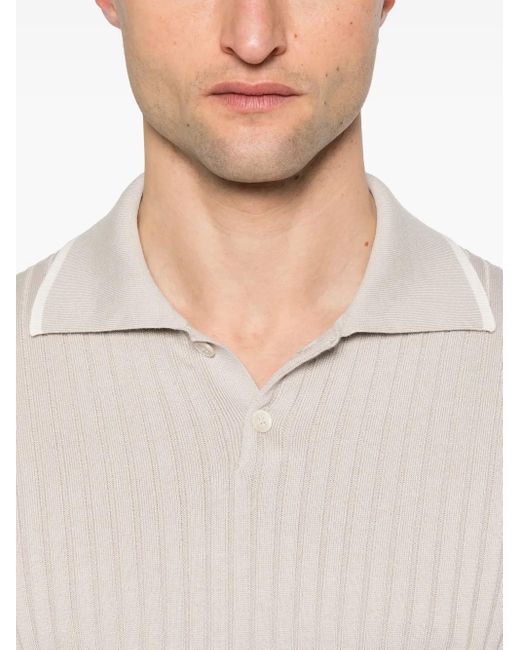 メンズ Brunello Cucinelli リブ ポロシャツ White