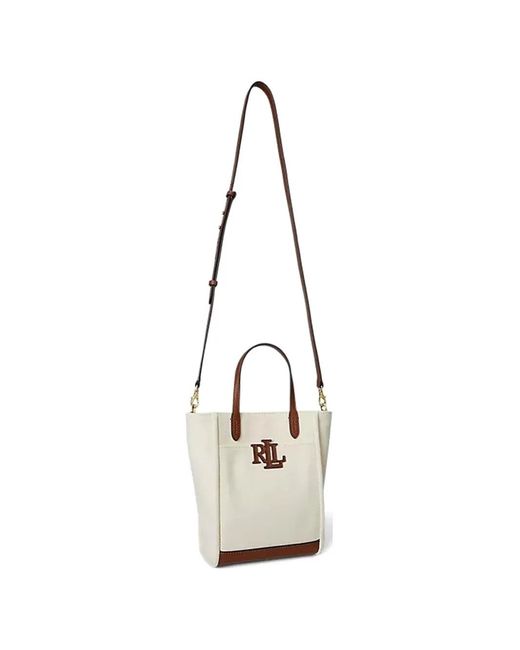 Ralph Lauren White Small Cameryn Logo-Detail Tote Bag