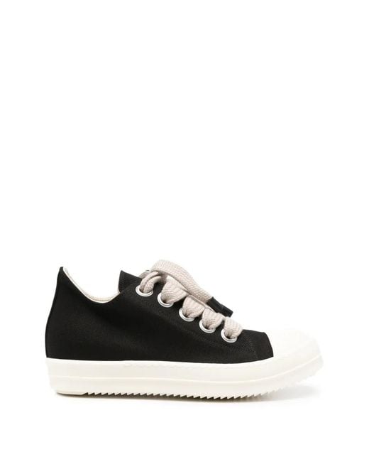 Rick Owens Black Lace-Up Low-Top Sneakers for men