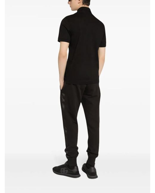 Dolce & Gabbana Black Logo-embroidered Cotton Polo Shirt for men