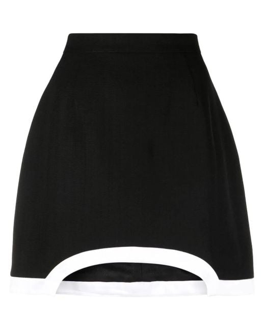 Casablanca Black Cut-Out Contrast-Trim Mini Skirt