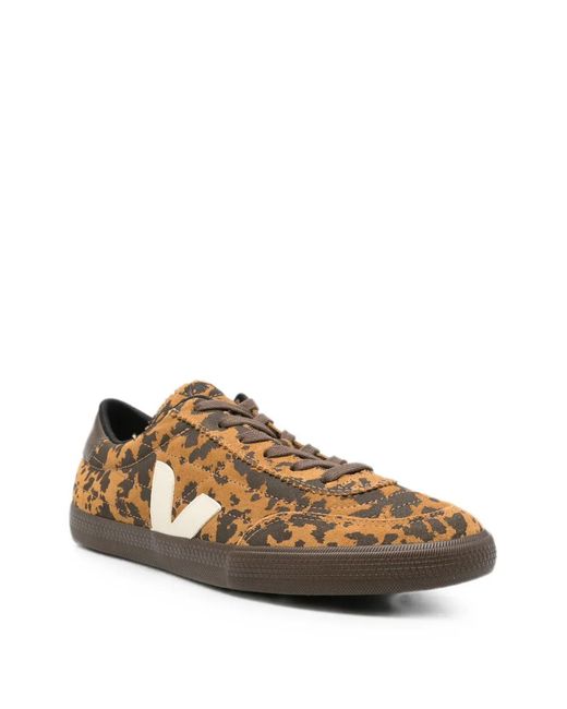 Veja Brown Leopard-Print Sneakers for men