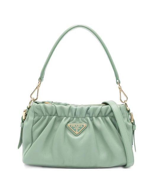 Bolso Shopper Con Logo Triangular Prada de color Green