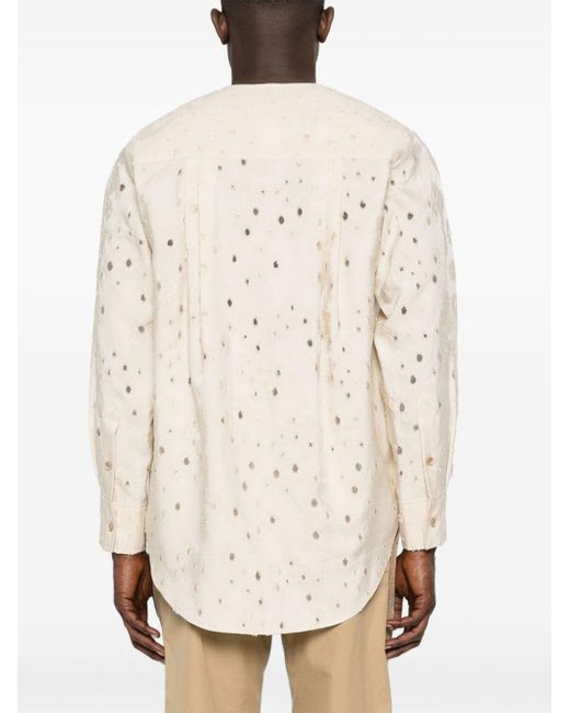 ANDERSSON BELL Natural Floral-jacquard Long-sleeve Shirt for men