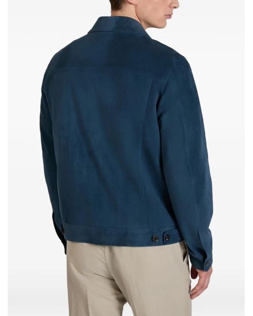 Slowear Blue Suede Jacket for men