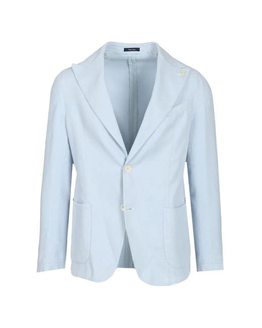 Guarinucci Blue Single-Breasted Patch-Pocket Blazer for men