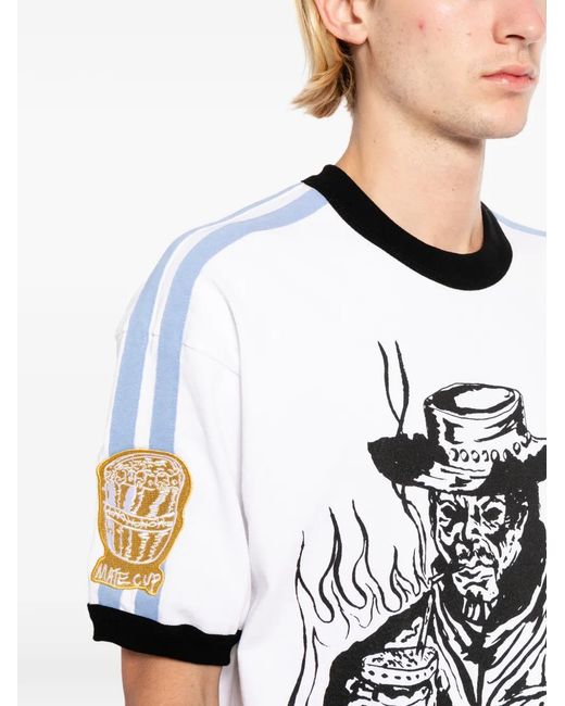 Warren Lotas White Graphic-Print Ringer T-Shirt for men