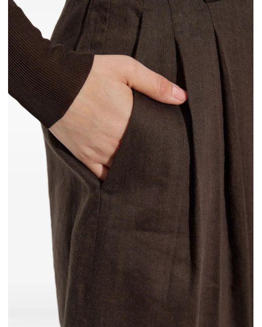 Helmut Lang Brown High-Waisted Belted Trousers