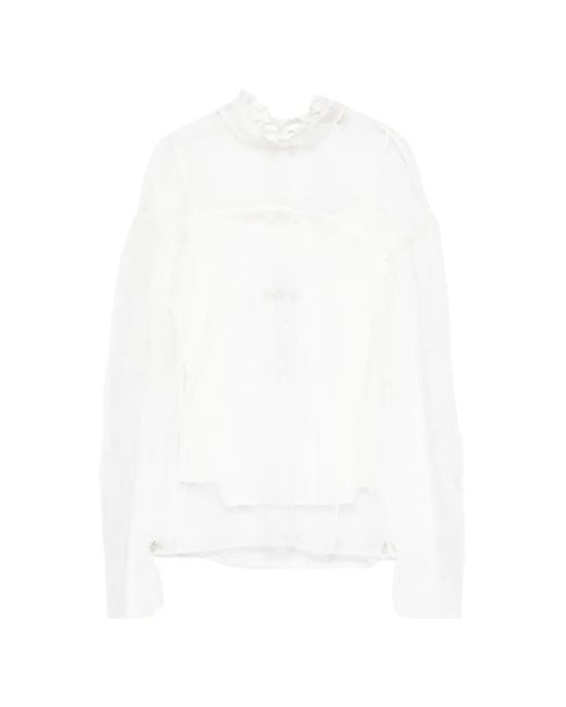 Twinset White Lace Ruffled Knitwear