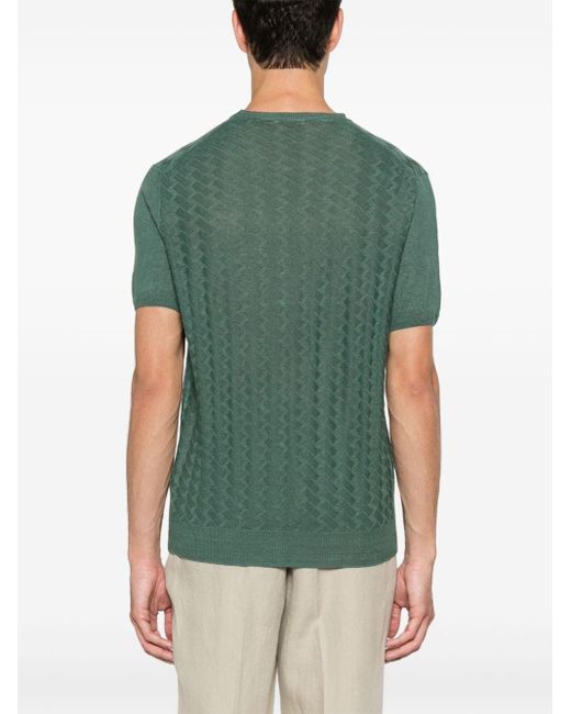 Boglioli Green Knitted Linen T-shirt for men