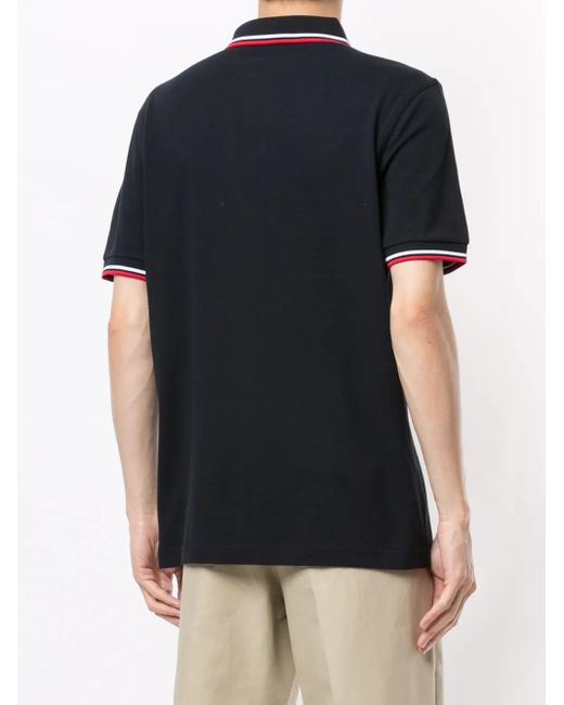 Fred Perry Black Stripe-Trim Logo Polo Shirt for men